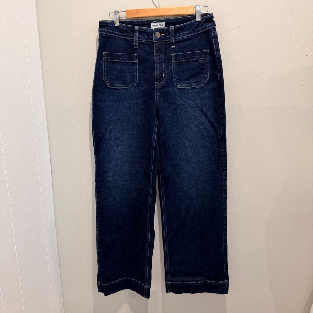 m jeans by maurices Dark Wash Wide Leg Patch Pocket Jeans | Size 10